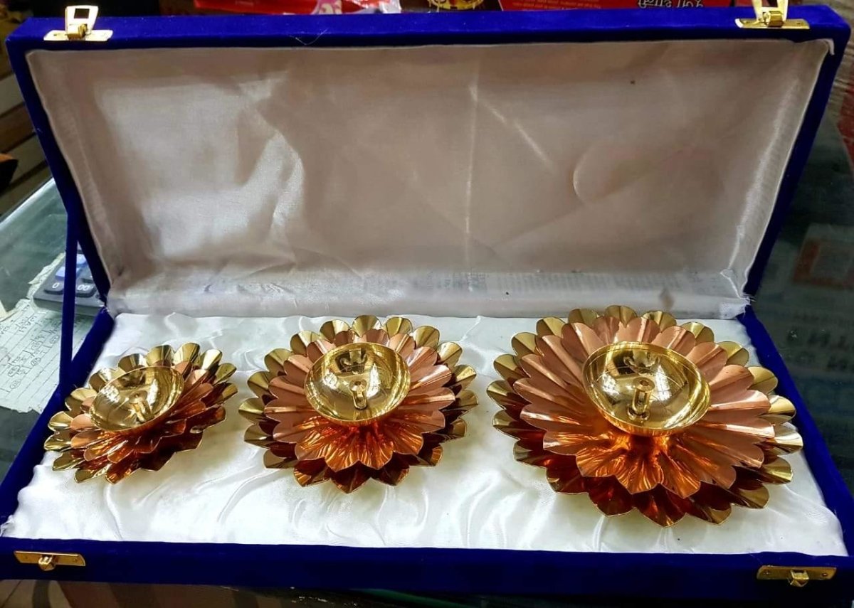 Copper Brass petal plate Diya