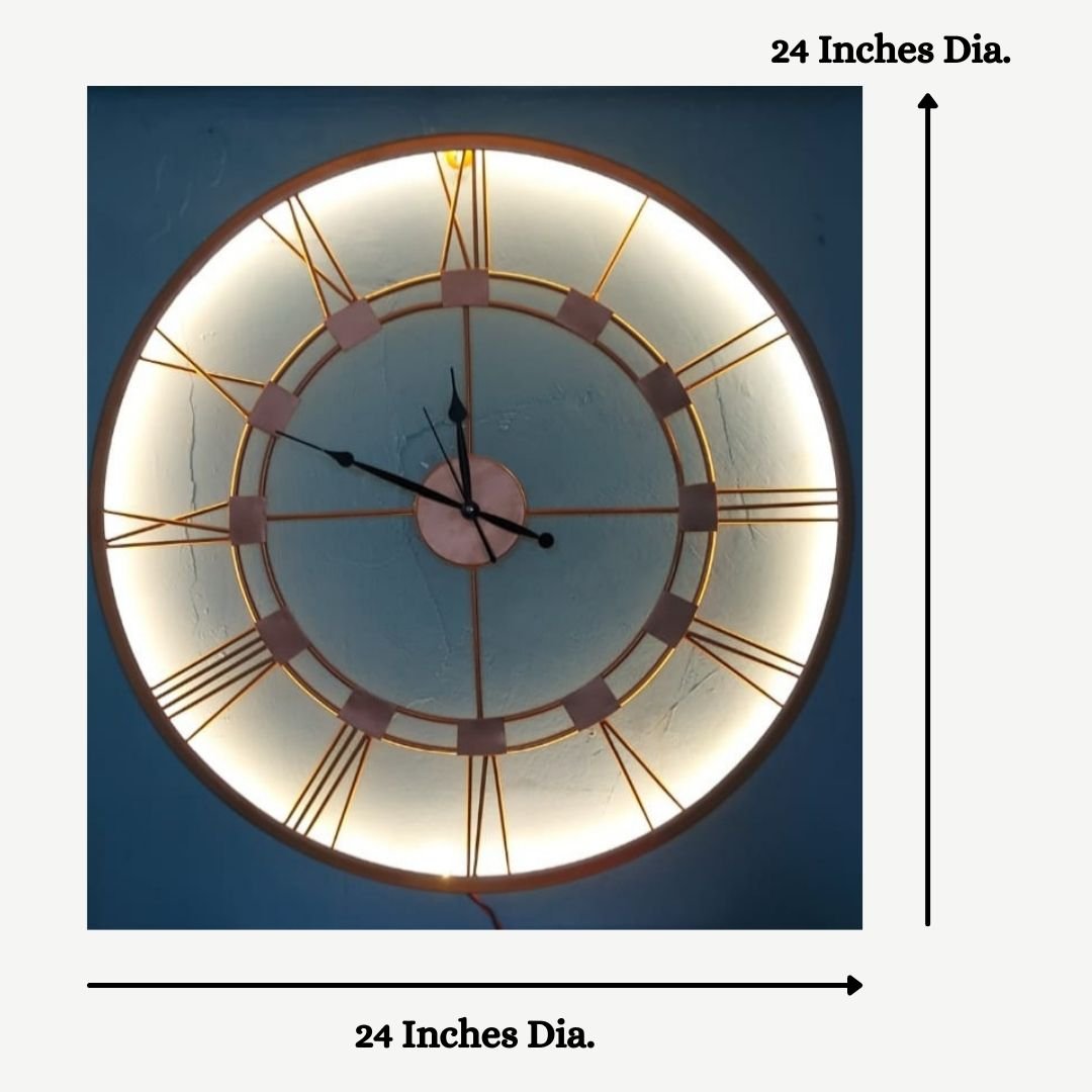 Copper Clock with LED (24 Inches)