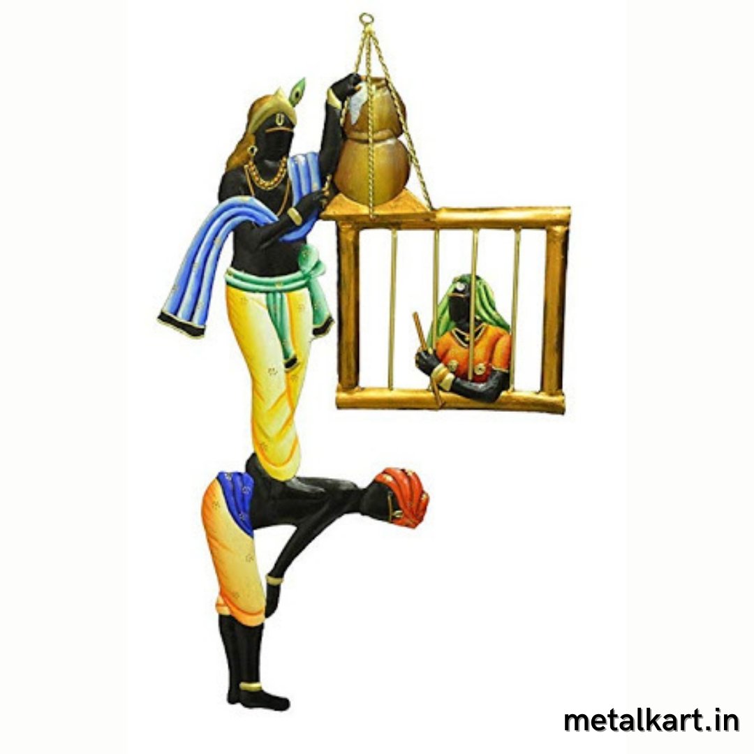 Dahi Handi Kanha Mettalic Wall Art (24 x 24 Inches)