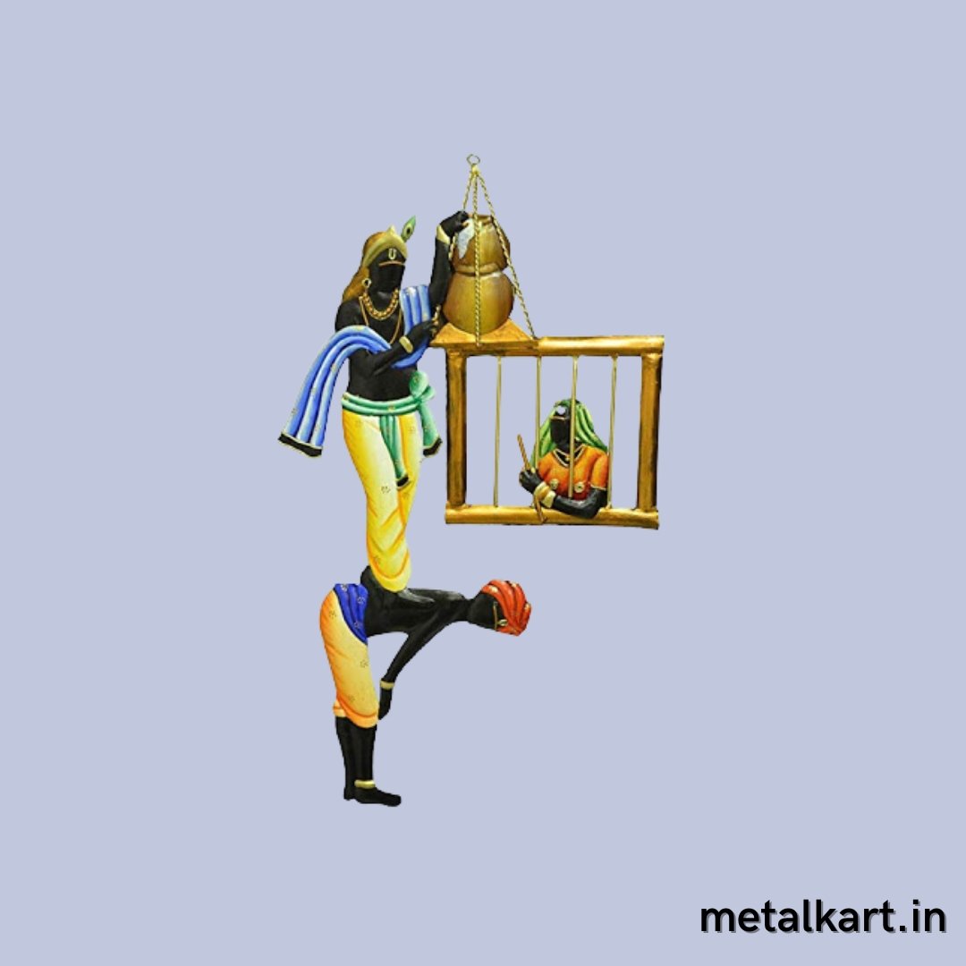 Dahi Handi Kanha Mettalic Wall Art (24 x 24 Inches)