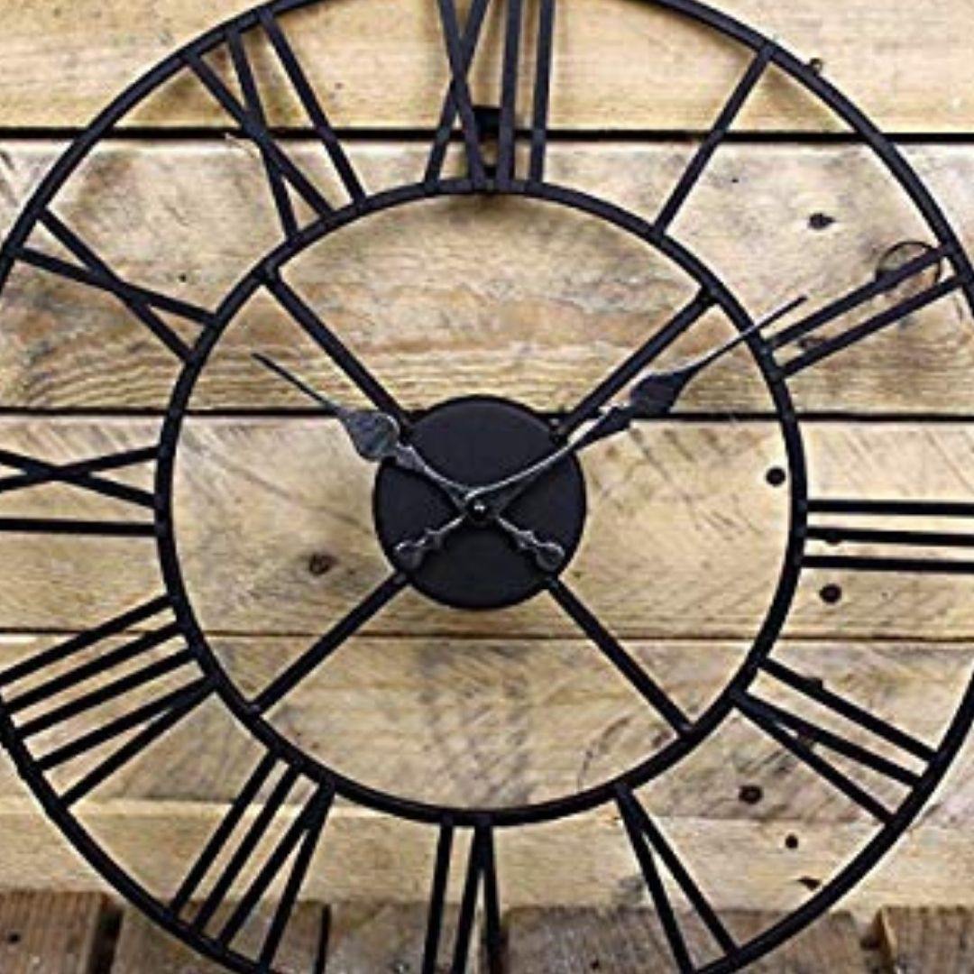 Designer Metallic Black Roman Clock (Dia 24 inches)