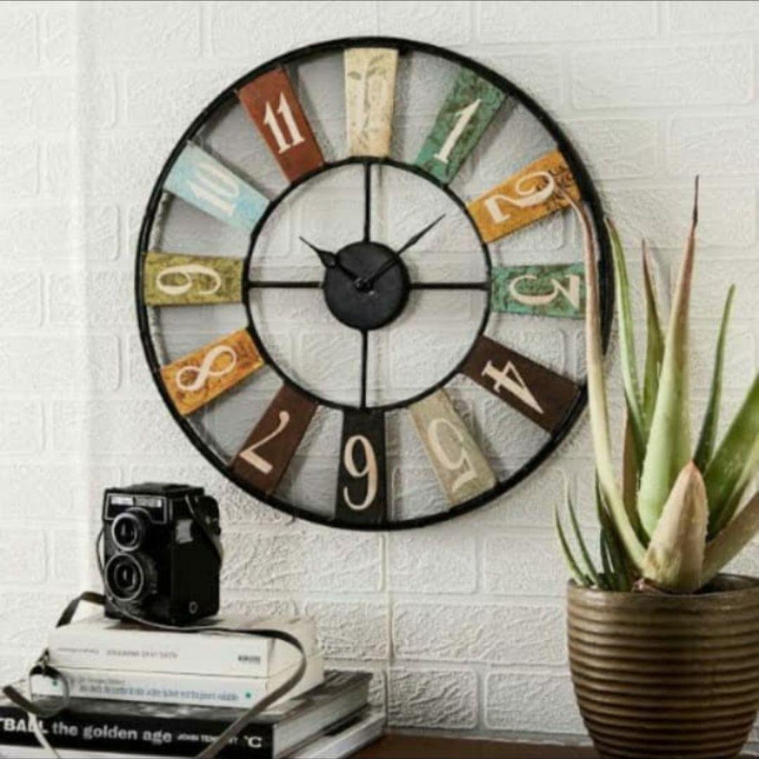Designer Metallic colorful numeric wall clock (24 Inches Dia)