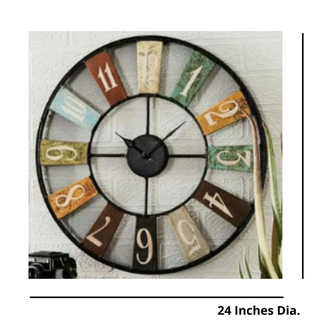 Designer Metallic colorful numeric wall clock (24 Inches Dia)