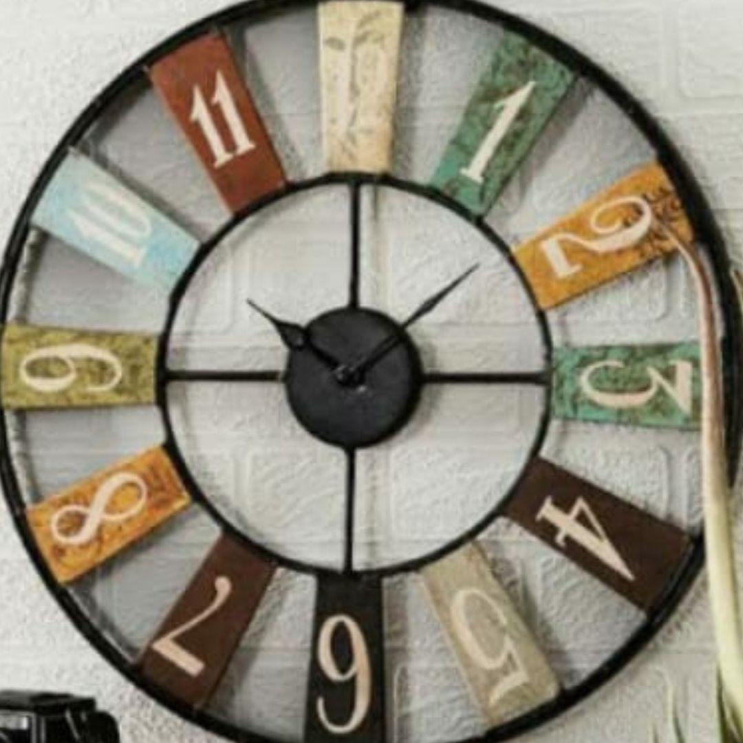 Designer Metallic colorful numeric wall clock (24 Inches Dia)