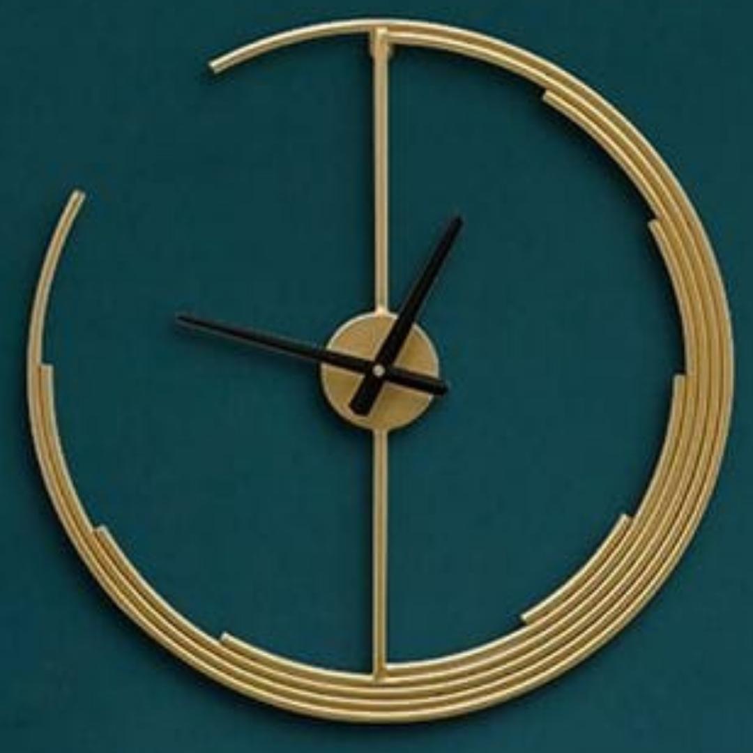 Designer Metallic Crescent Moon Wall Clock (24 Inches)