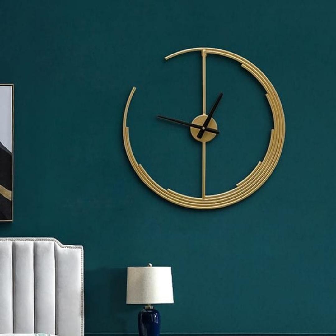 Designer Metallic Crescent Moon Wall Clock (24 Inches)