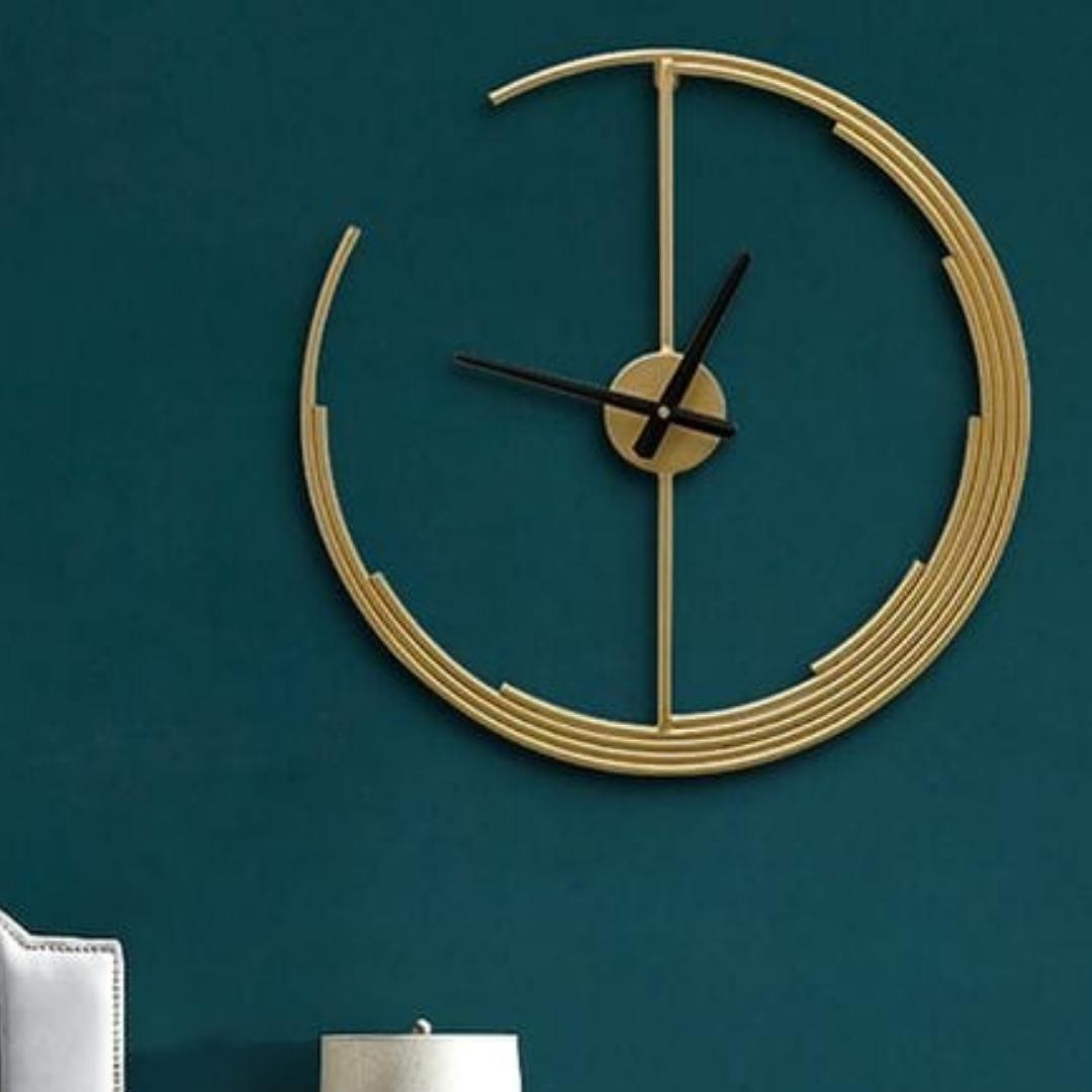 Designer Metallic Crescent Moon Wall Clock (24 Inches)