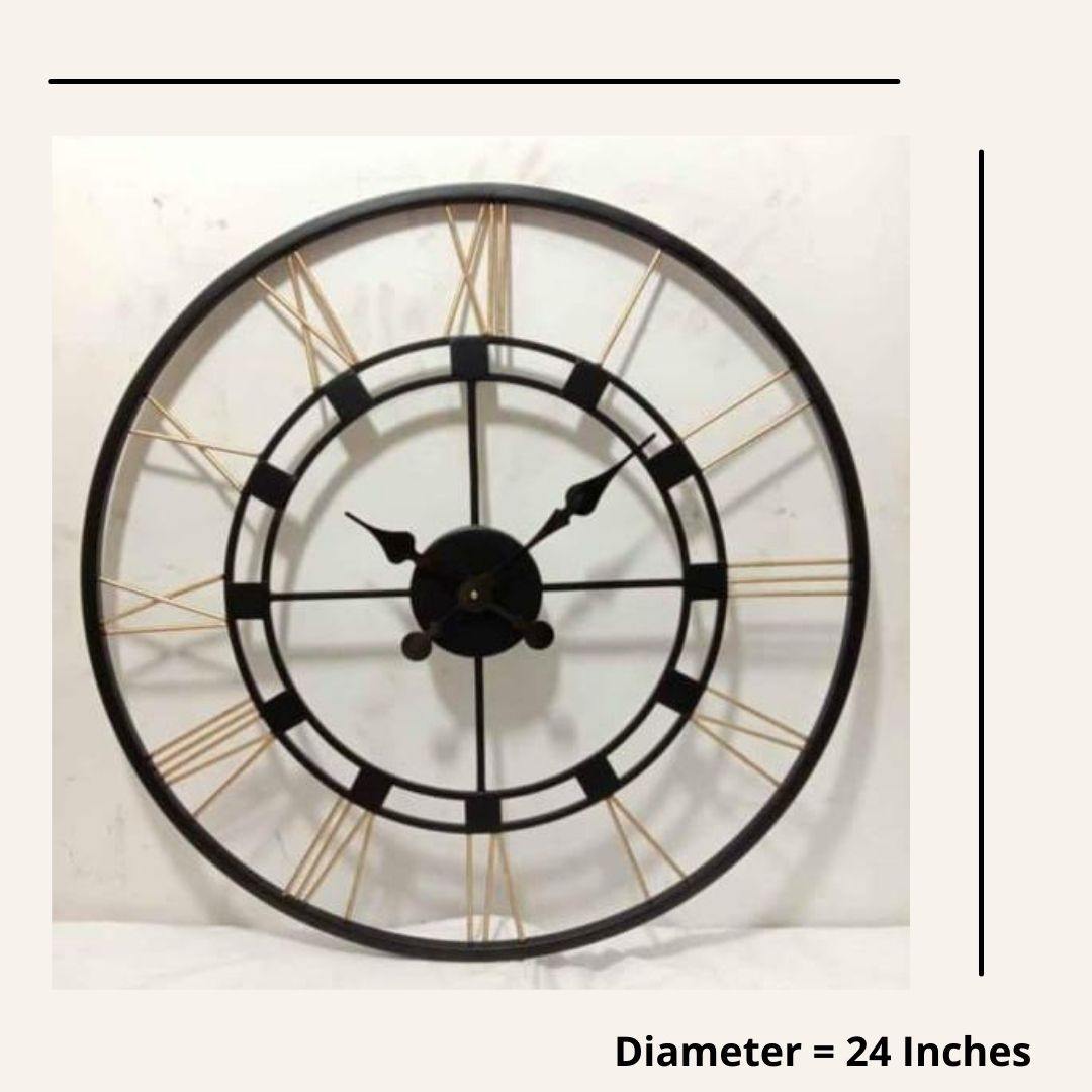 Designer metallic dark circle wall clock (Día 24 Inches)