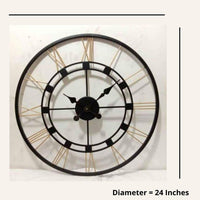 Thumbnail for Designer metallic dark circle wall clock (Día 24 Inches)