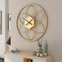 Thumbnail for Designer Metallic geometric Golden Flower wall clock (Dia 24 Inches)