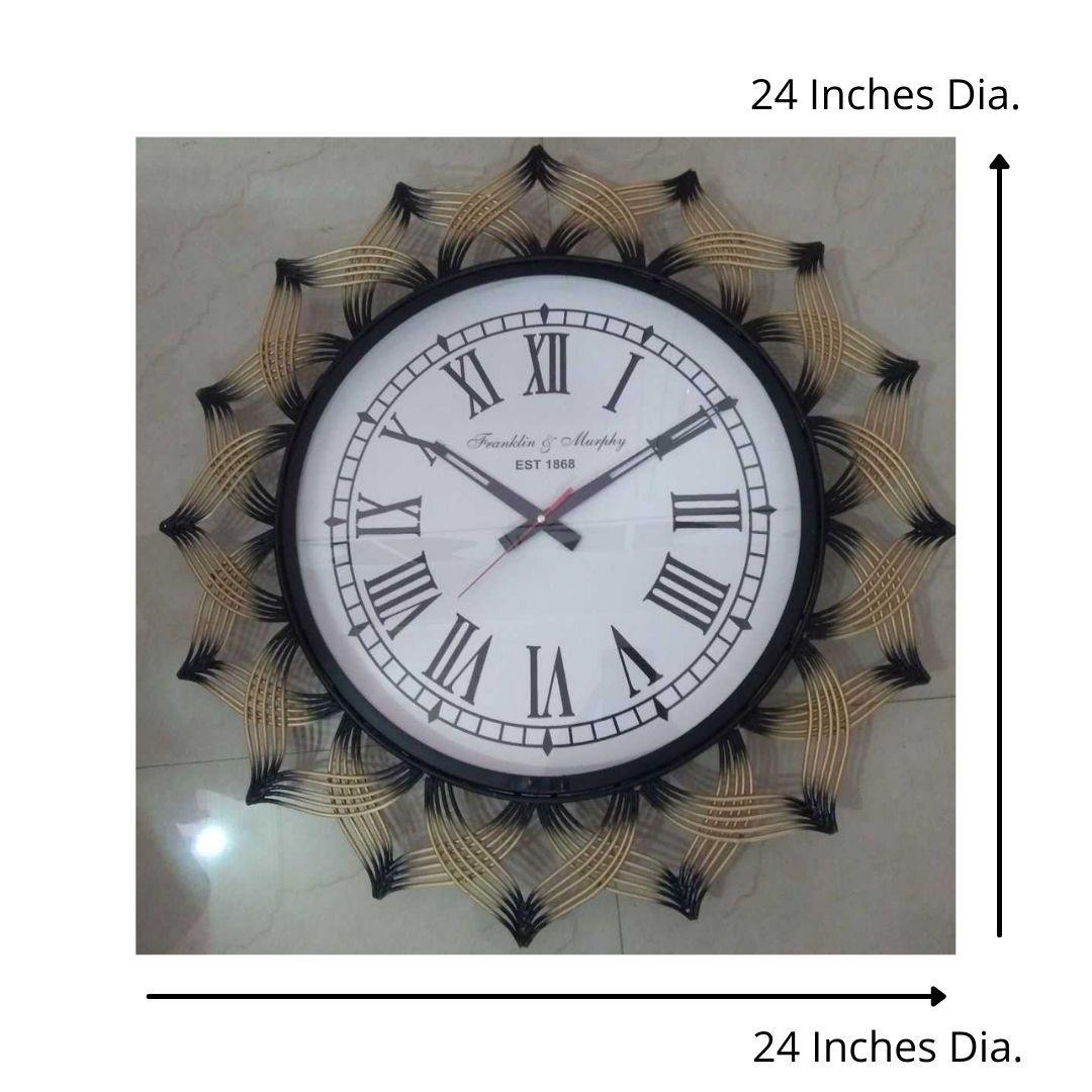 Designer metallic Lotus Ring Wall Clock (24 x 24 Inches)