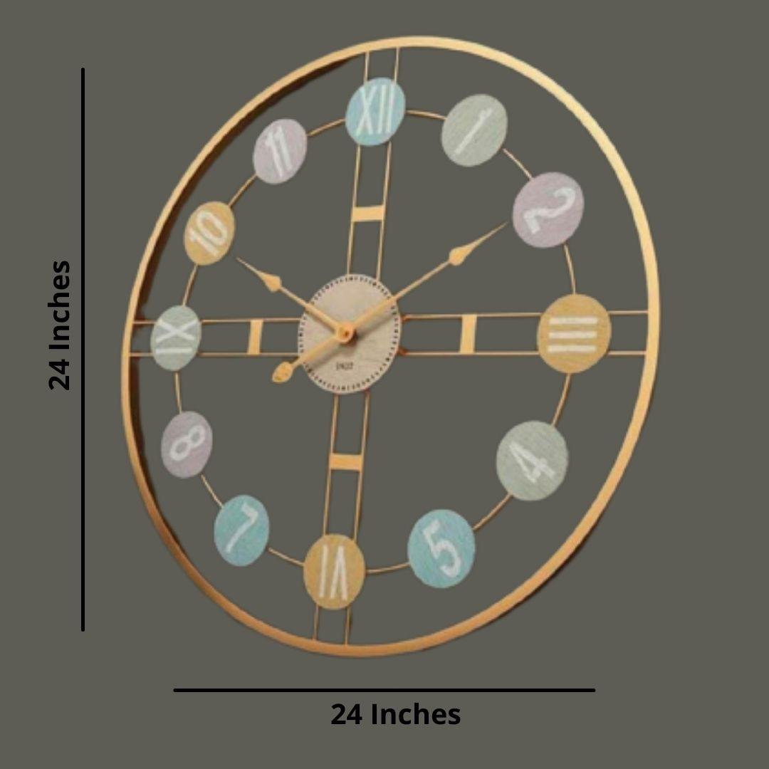 Designer Metallic Roman Numeric Circle Wall Clock (24 x 24 Inches)