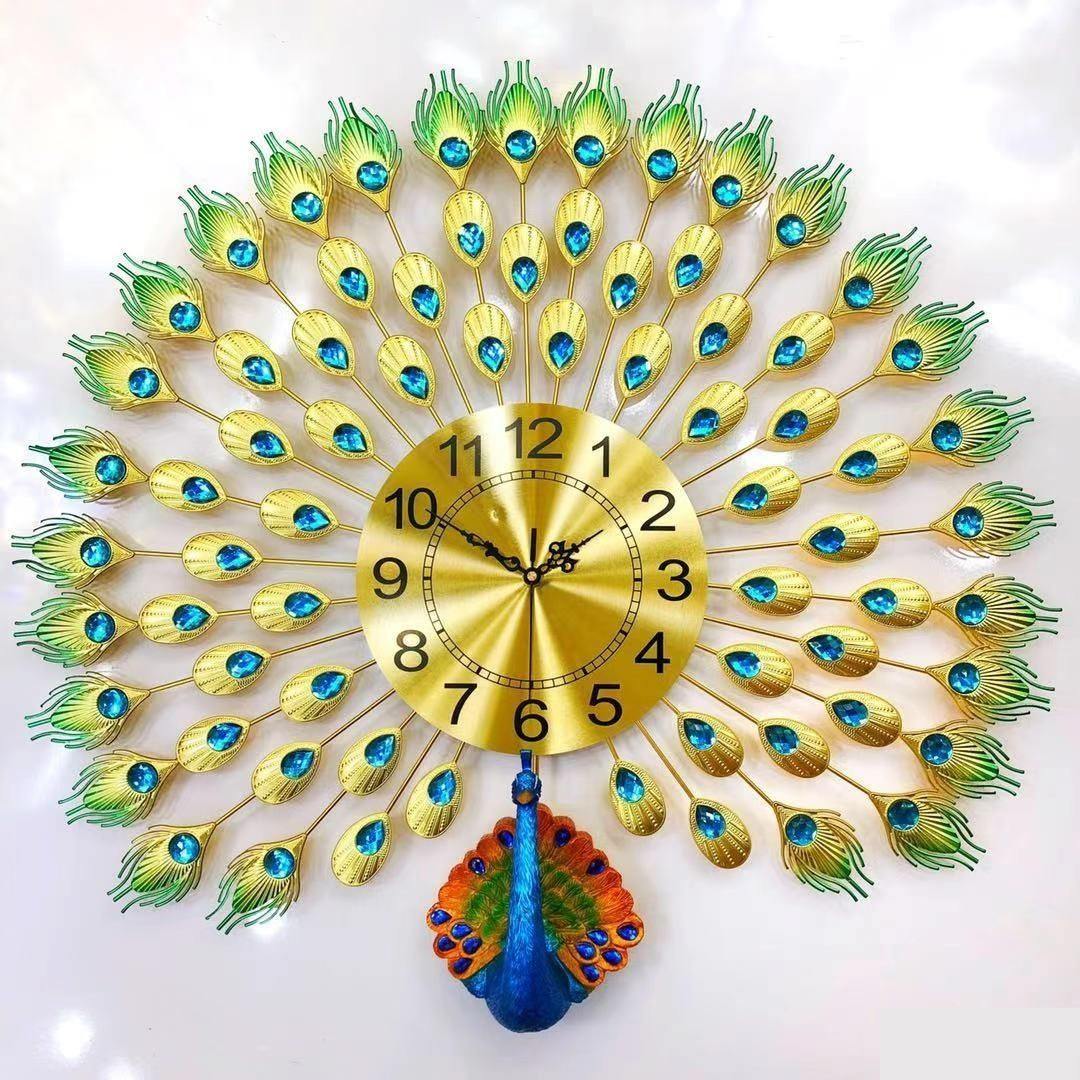 Designer Metallic Wall Peacock Watch (28 Inches)