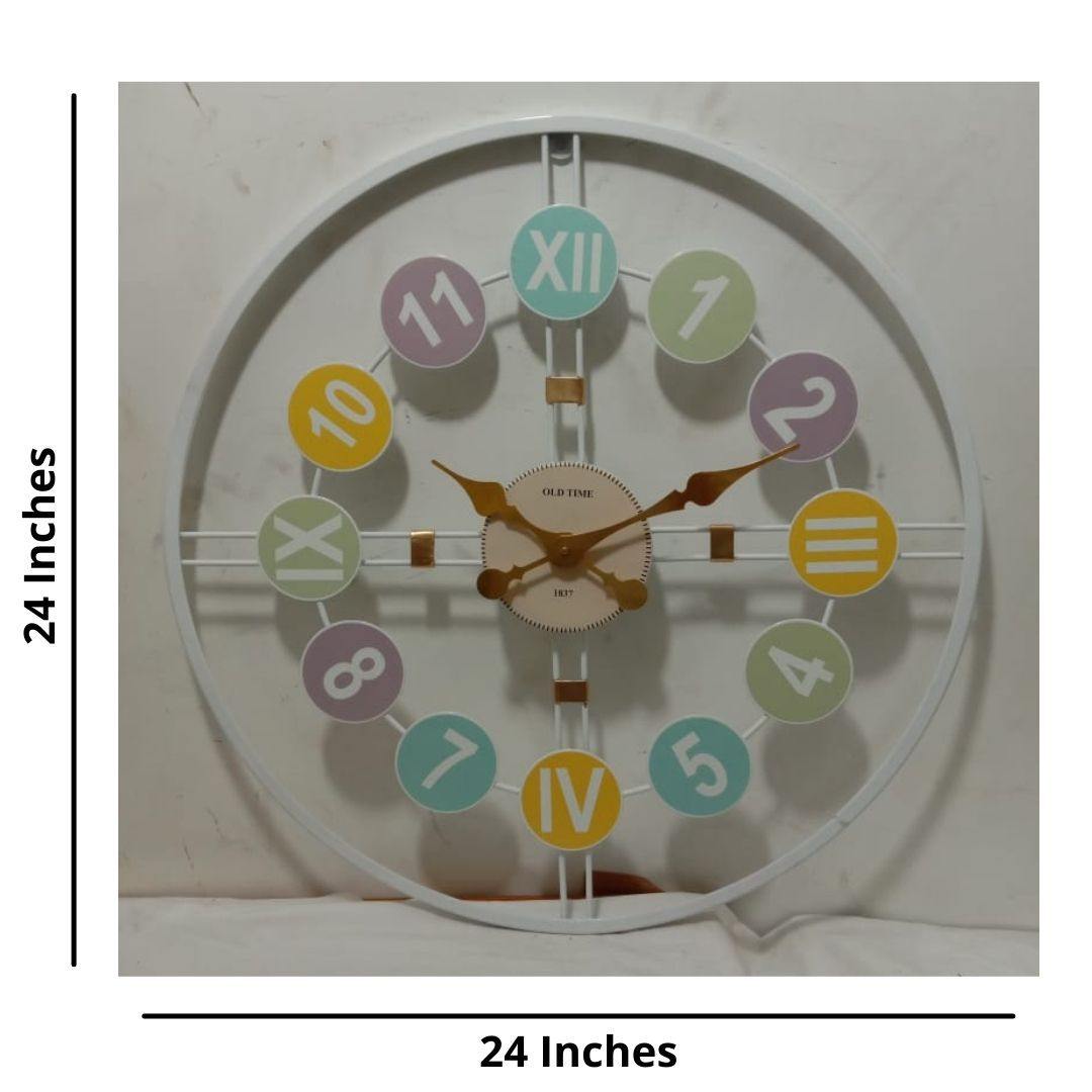 Designer metallic White roman Digit Clock (Dia 24 Inches)