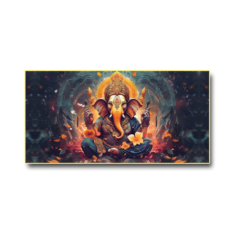 Divine Ganpati Wall Canvas Painting (48 x 24 Inches )
