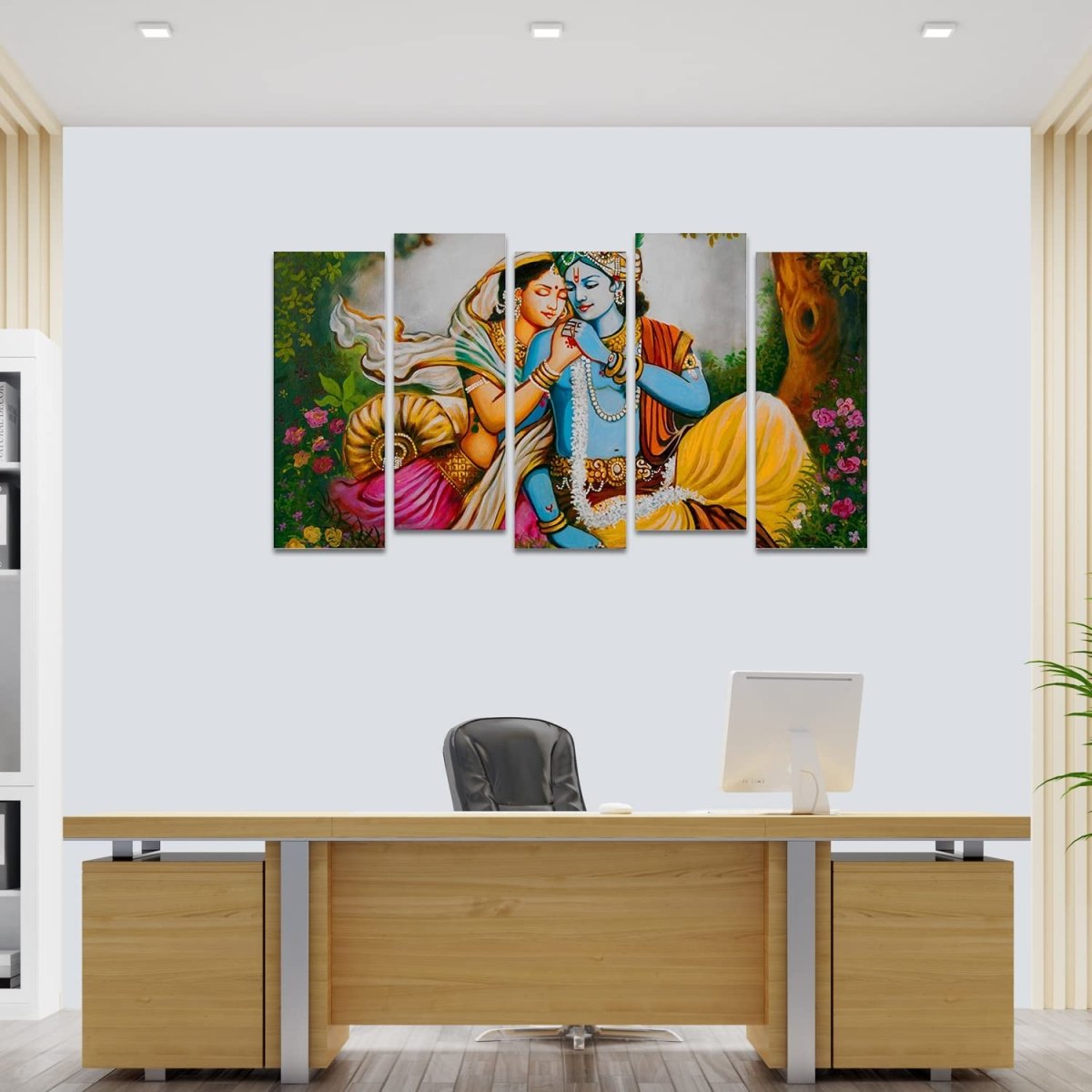 Divine Love of Radha and Krishna Wall Painting (Set of 5)