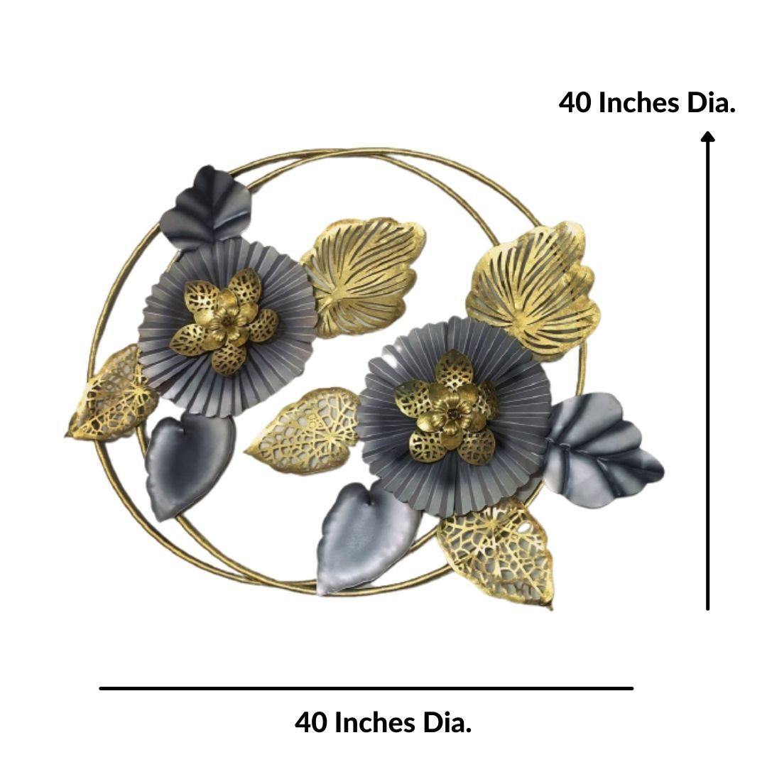 Double Ring Metal Wall Flower Art (40 Inch Diameter)
