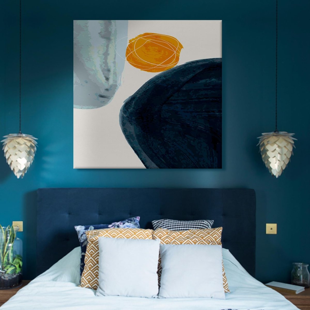 Dual Orbs Canvas Wall Painting (36 x 36 Inches)