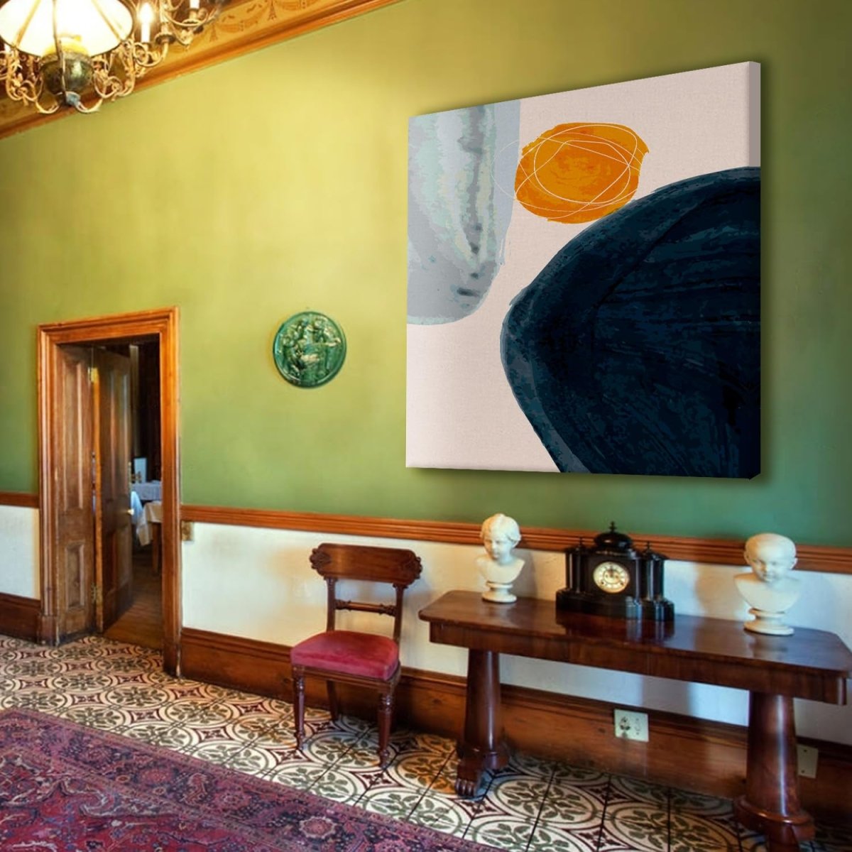 Dual Orbs Canvas Wall Painting (36 x 36 Inches)