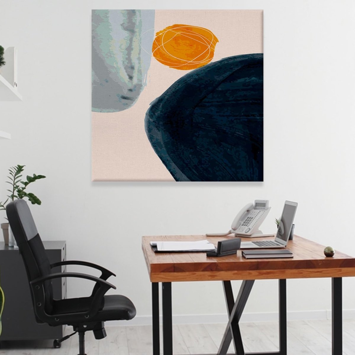 Dual Orbs Canvas Wall Painting (36 x 36 Inches)
