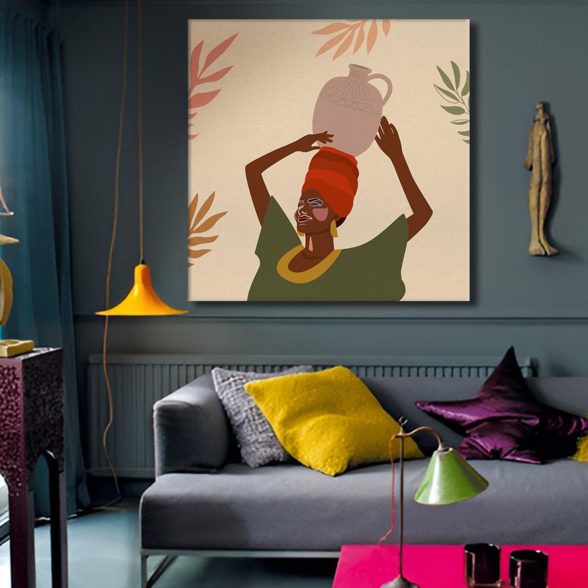 Earthen Vessels Boho Canvas Wall Painting (36 x 36 Inches)