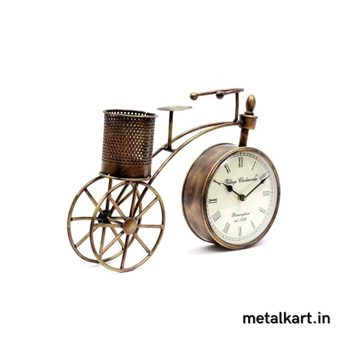 Elegant Cycle shaped Pen Stand with Clock Table top (12*05*10 Inches)