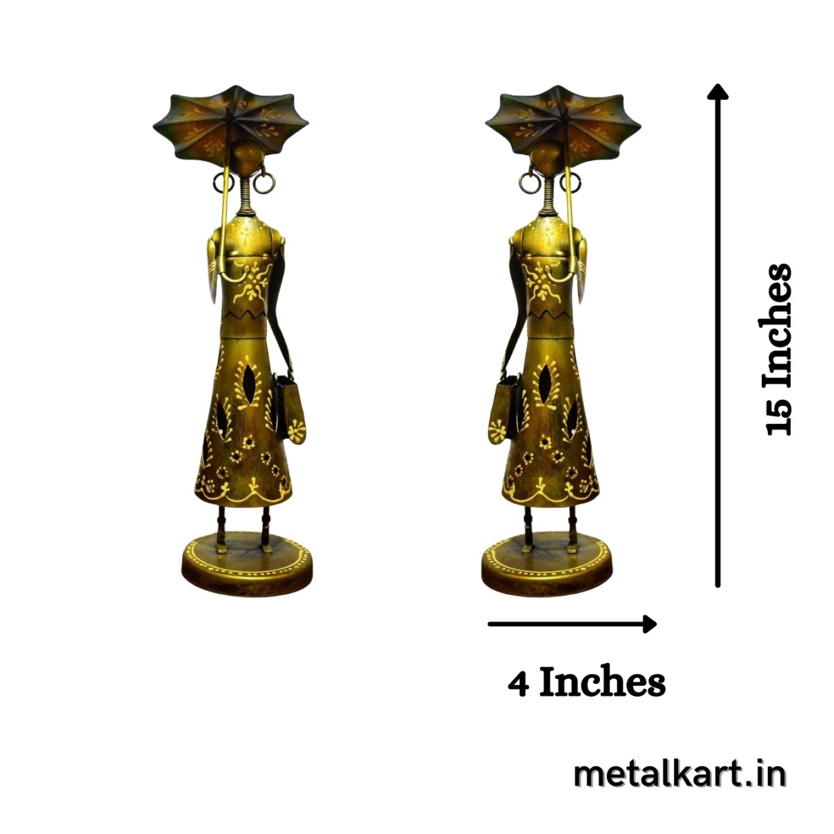 Elegant Set of 2 Walking Ladies with Umbrella For living room (15*4 Inches approx)