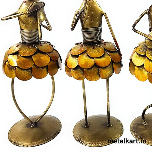 Elegant Set of 3 Pretty Ladies in Frock with Instruments For Table top (4.5*4.5*13 Inches approx)
