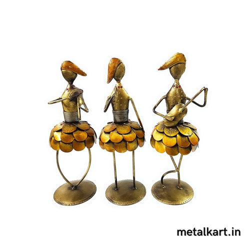 Elegant Set of 3 Pretty Ladies in Frock with Instruments For Table top (4.5*4.5*13 Inches approx)