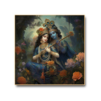 Thumbnail for Eternal Harmony: Radha Krishna's Divine Melody Canvas Wall Art (36 x 36 Inches)