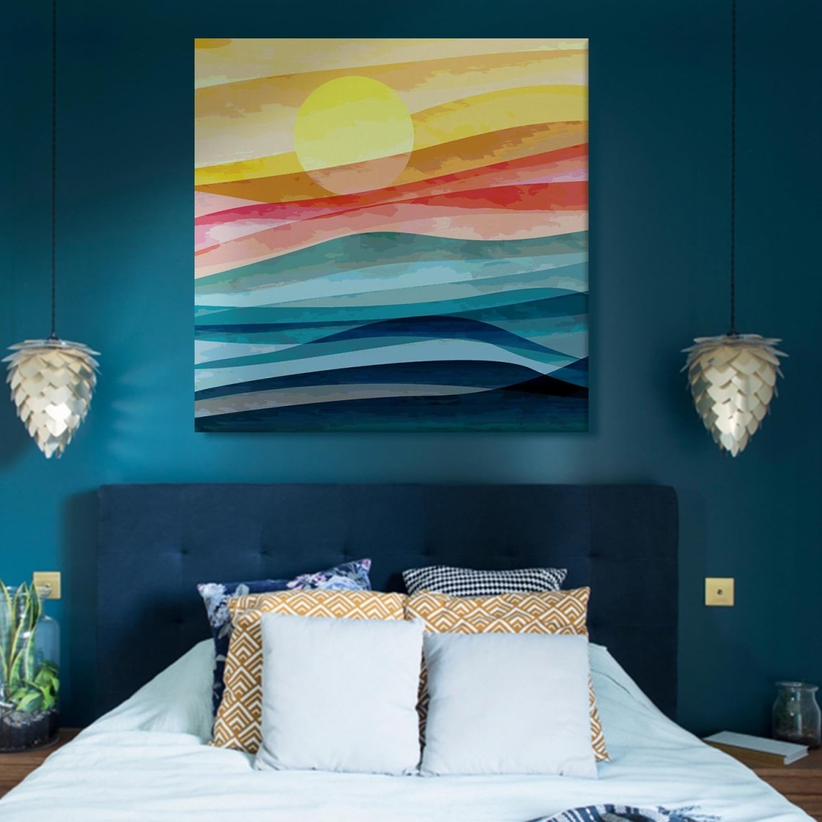 Feline Focus Boho Canvas Wall Painting (36 x 36 Inches)