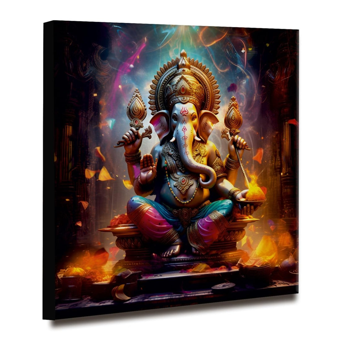 Ganesha The Lord of Beginnings Canvas Wall art (36 x 36 Inches)