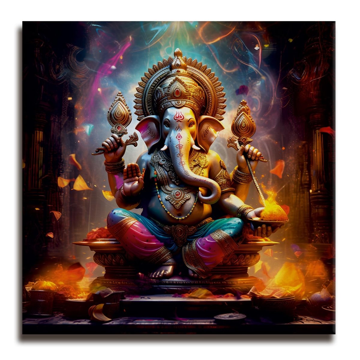 Ganesha The Lord of Beginnings Canvas Wall art (36 x 36 Inches)