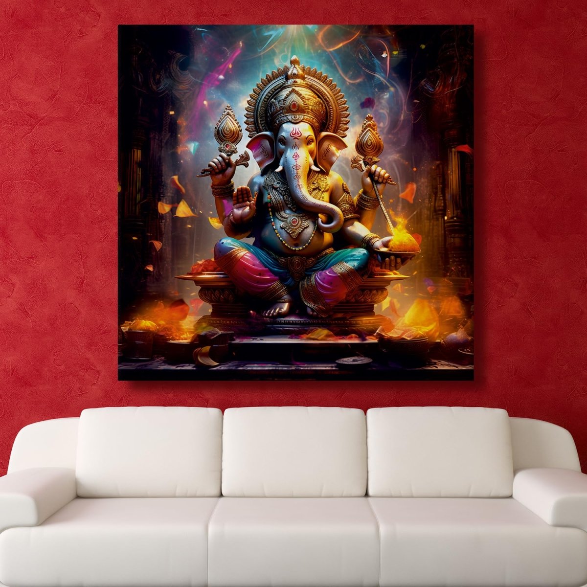 Ganesha The Lord of Beginnings Canvas Wall art (36 x 36 Inches)