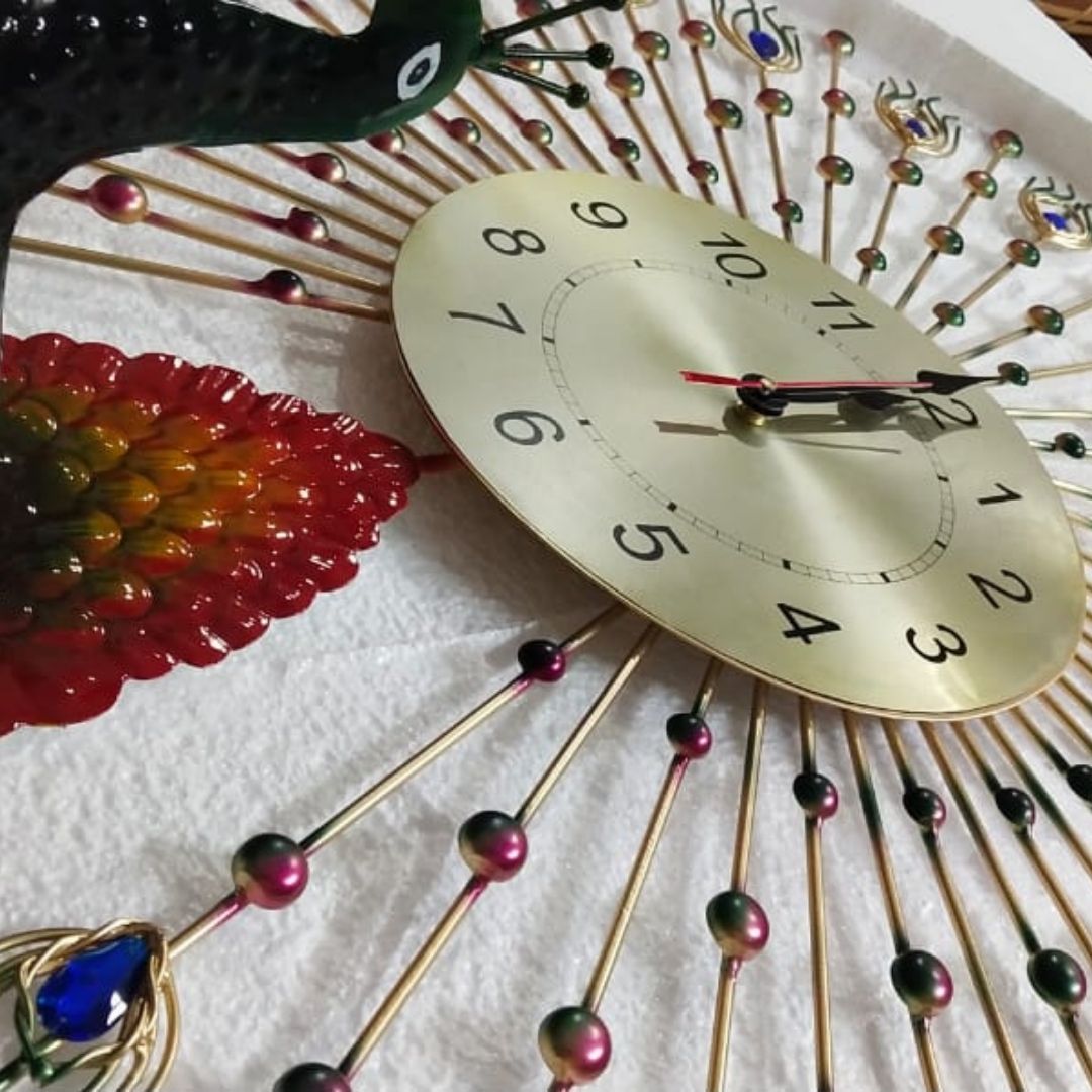 Golden dial Peacock clock (Dia 30 Inches)