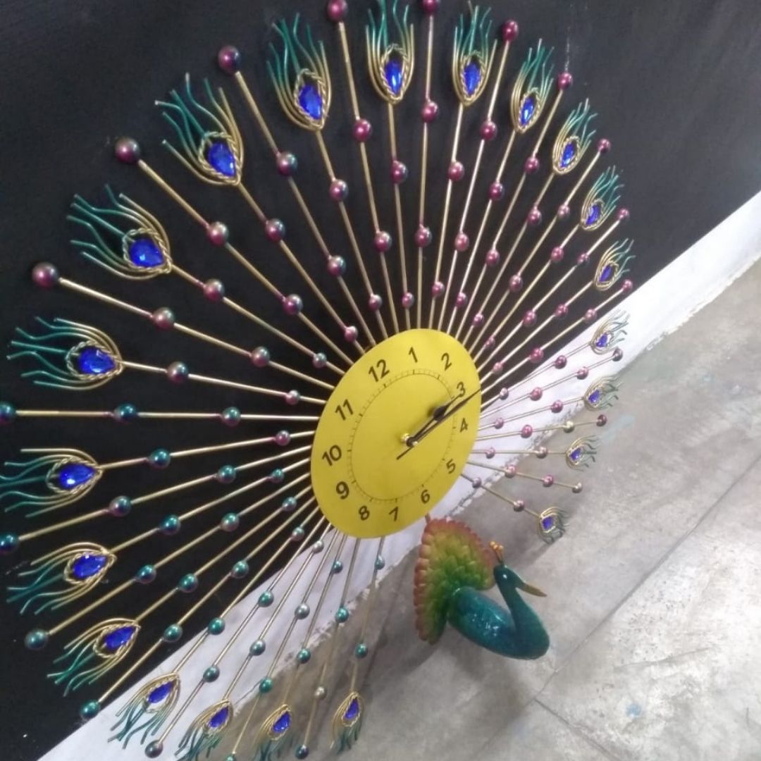 Golden dial Peacock clock (Dia 30 Inches)