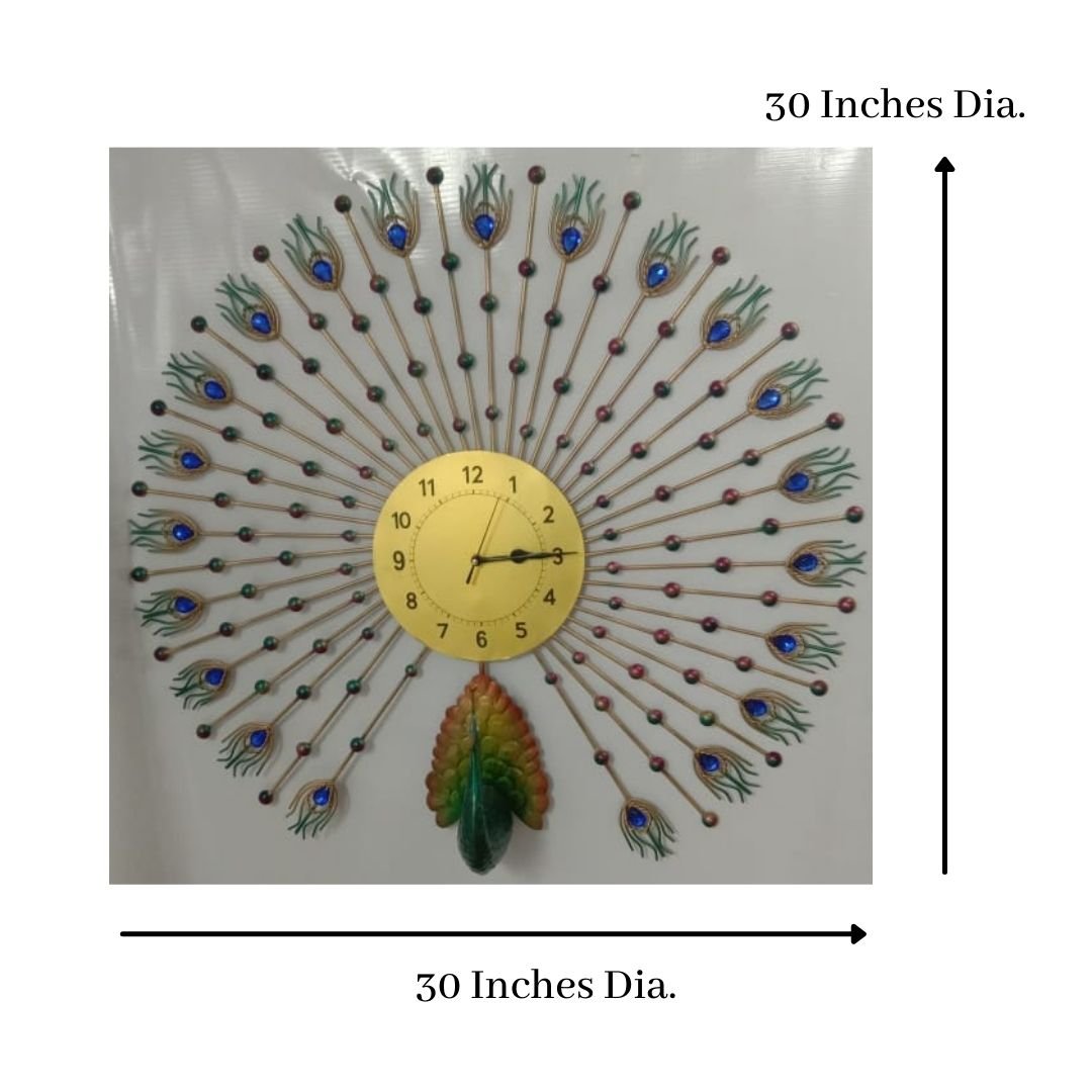 Golden dial Peacock clock (Dia 30 Inches)