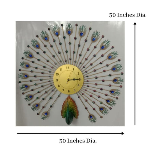 Golden dial Peacock clock (Dia 30 Inches)