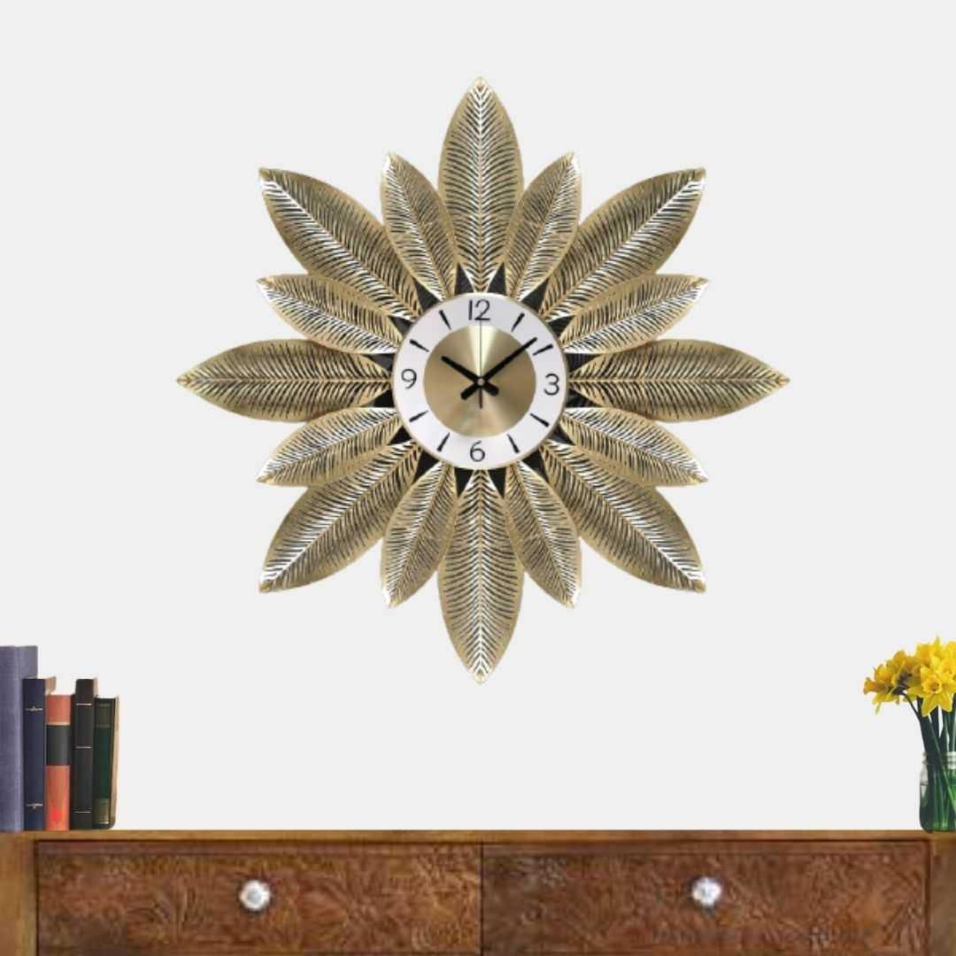 Golden Flower Metal Wall Watch (30 x 30 Inches)
