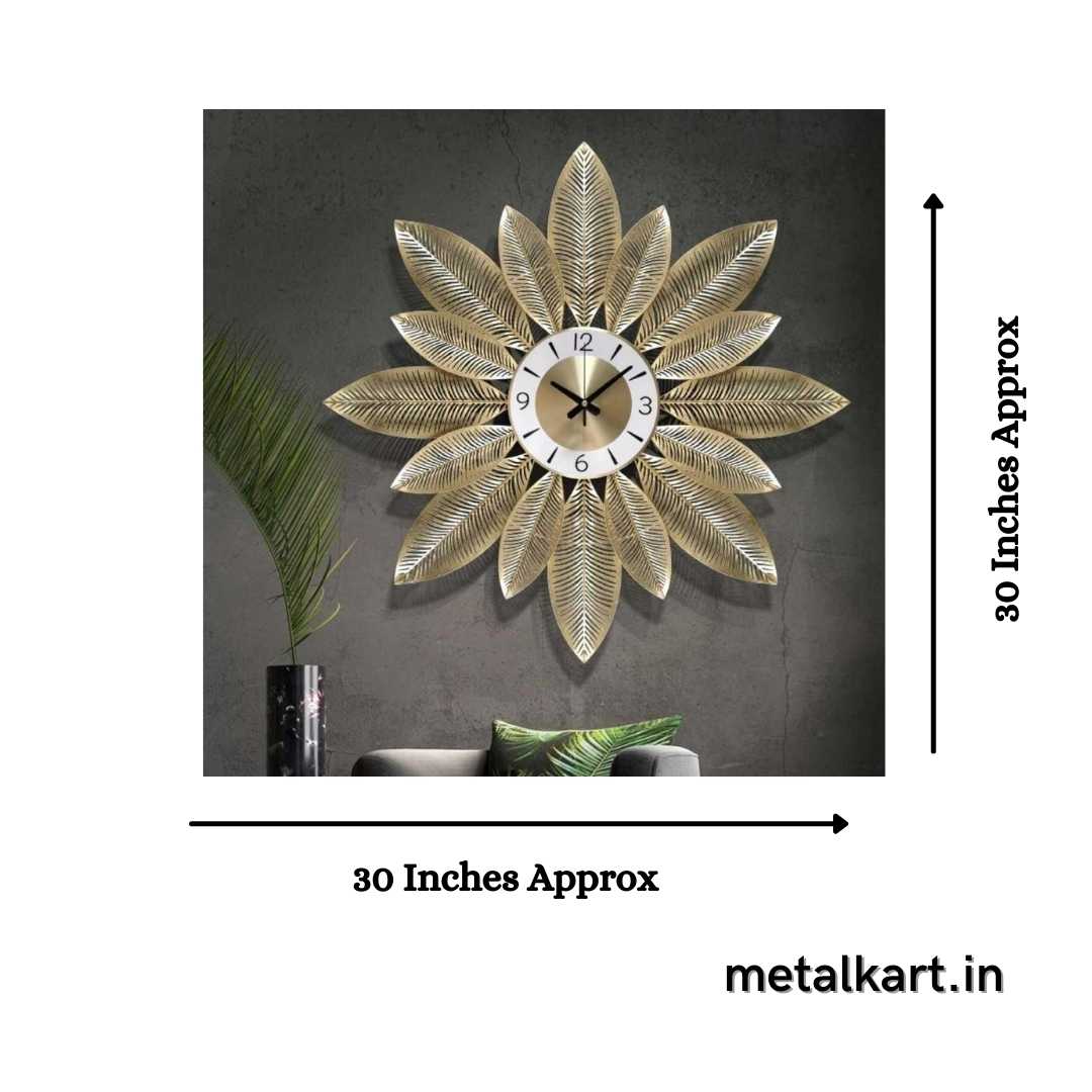 Golden Flower Metal Wall Watch (30 x 30 Inches)