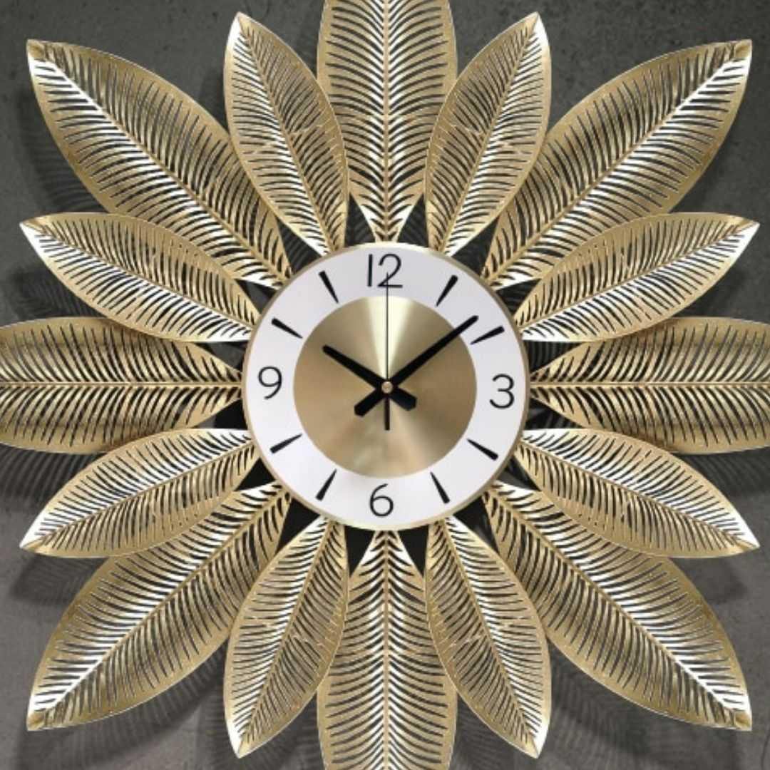 Golden Flower Metal Wall Watch (30 x 30 Inches)