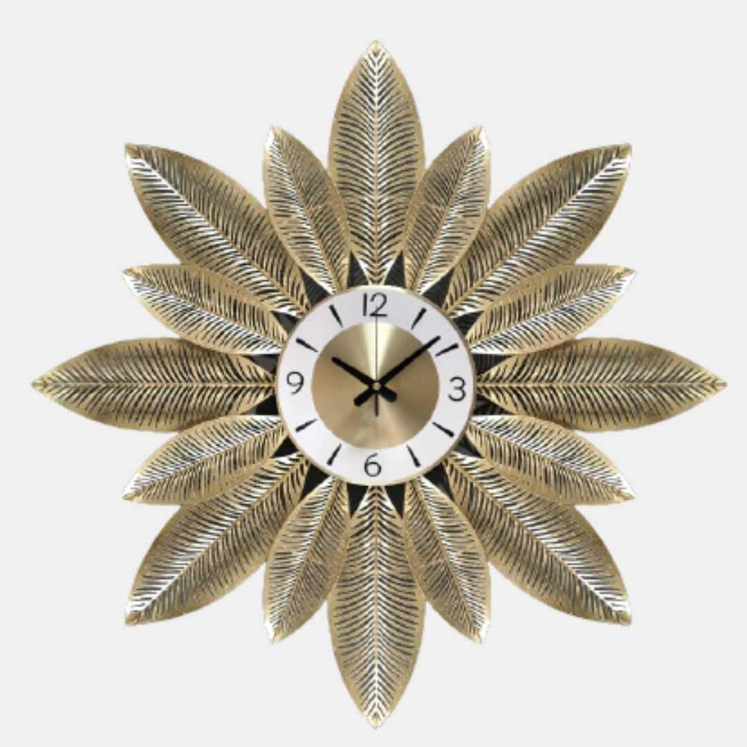 Golden Flower Metal Wall Watch (30 x 30 Inches)
