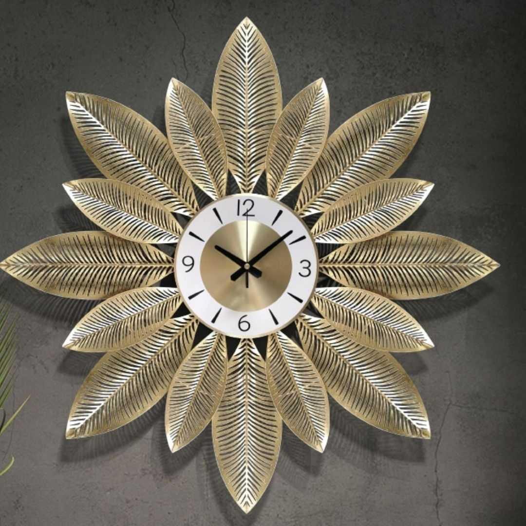 Golden Flower Metal Wall Watch (30 x 30 Inches)