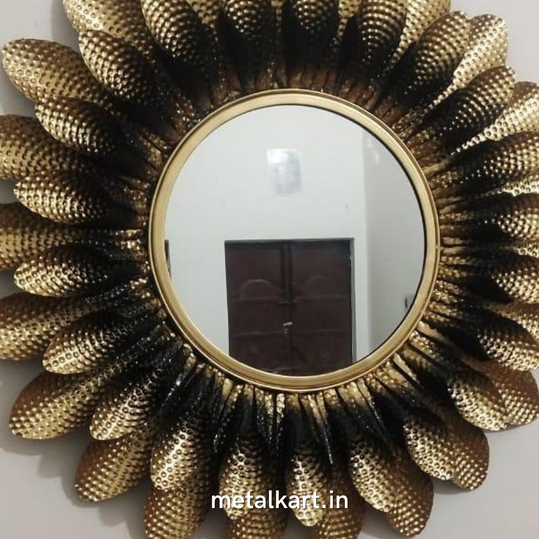 Golden Shadowed circular mirror (30 Inches)