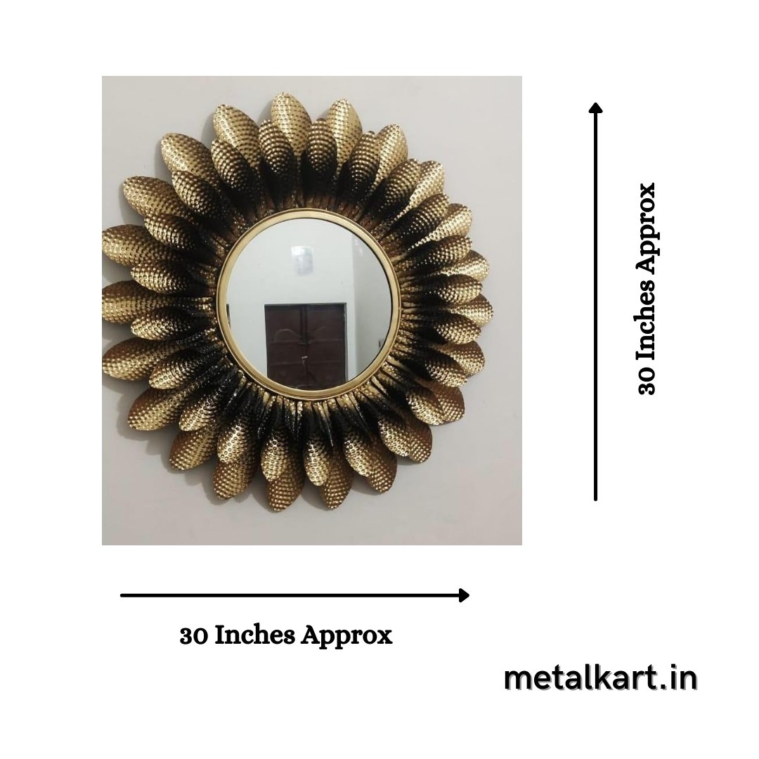 Golden Shadowed circular mirror (30 Inches)