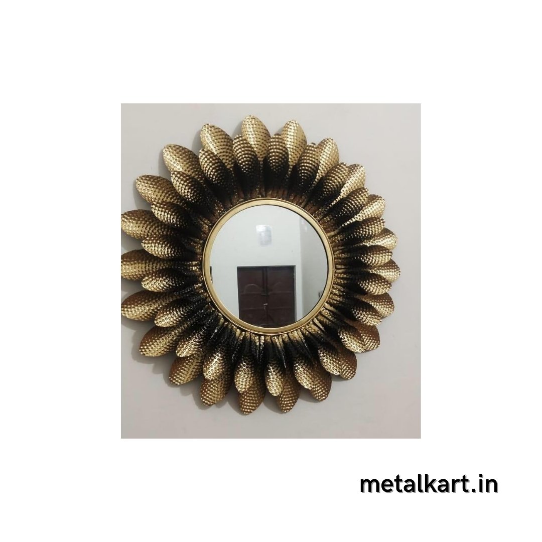 Golden Shadowed circular mirror (30 Inches)