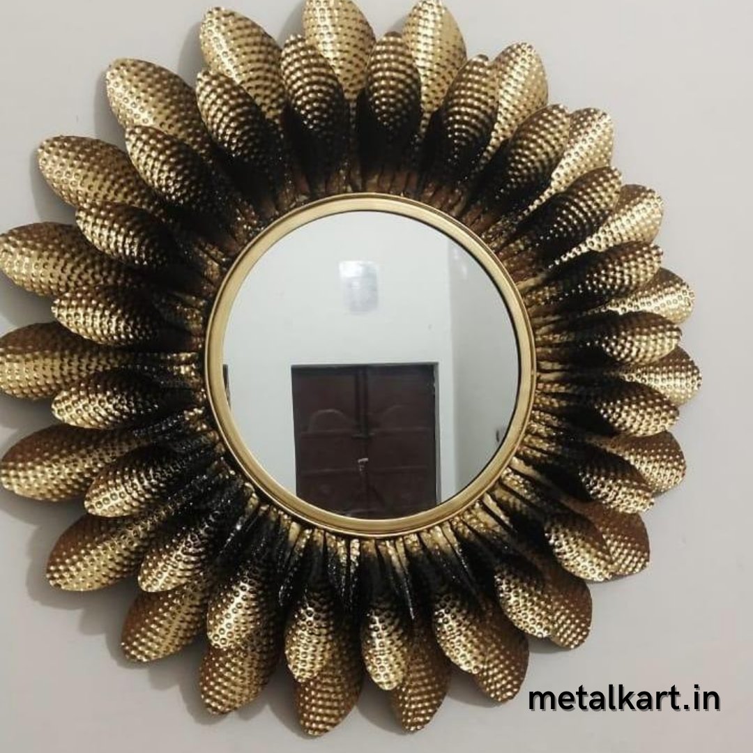 Golden Shadowed circular mirror (30 Inches)