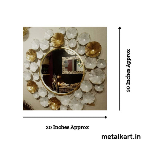 Golden White Circular mirror (30 Inches Dia)