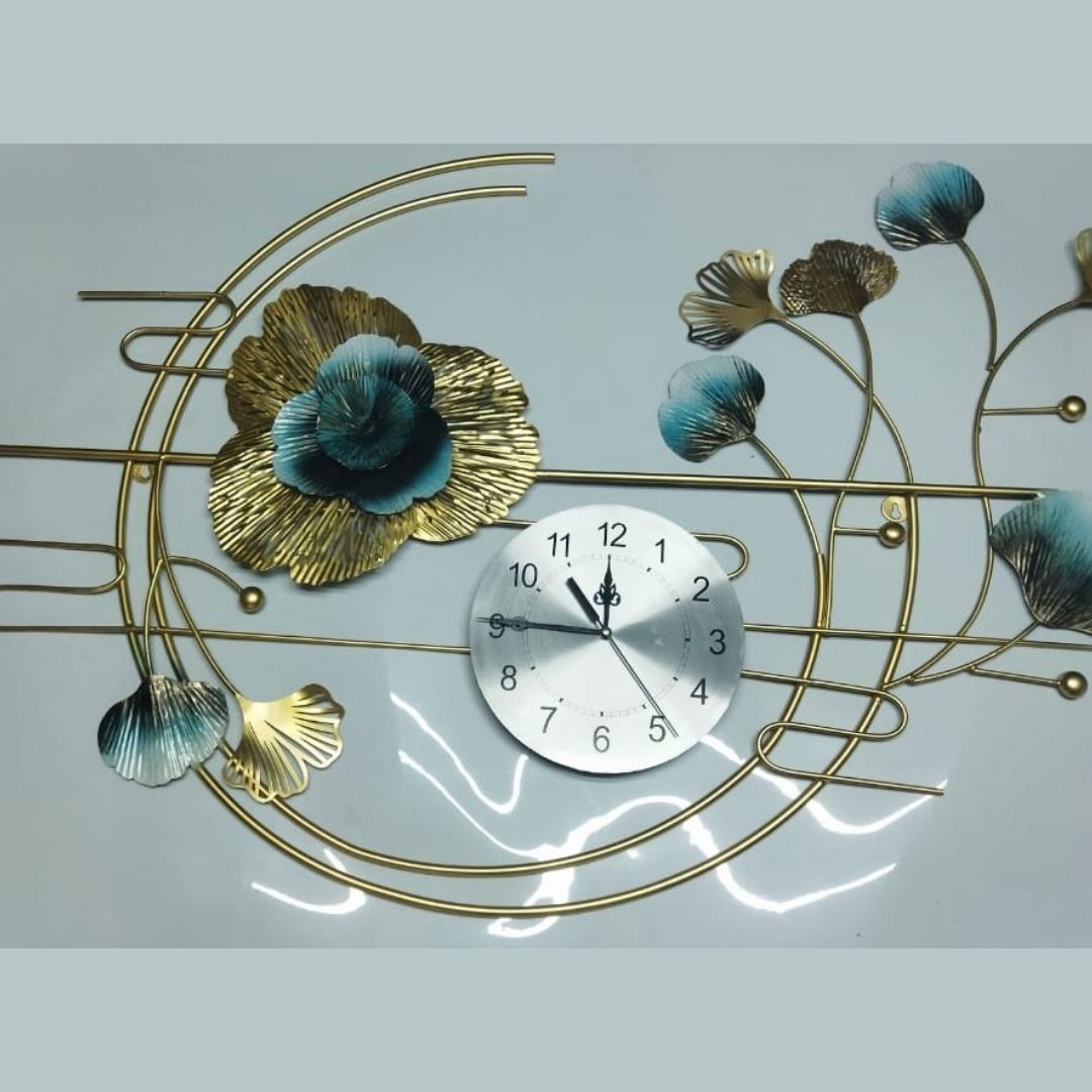 Halfmoon Metallic Wall Art Clock (59 x 29 Inches)