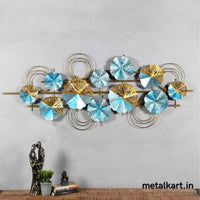 Thumbnail for Handcrafted Blue Gold Circular Metallic Plates (61 x 26 Inches)